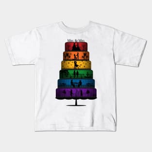 Lesbian Pride Wedding Cake with Rainbow Tiers Kids T-Shirt